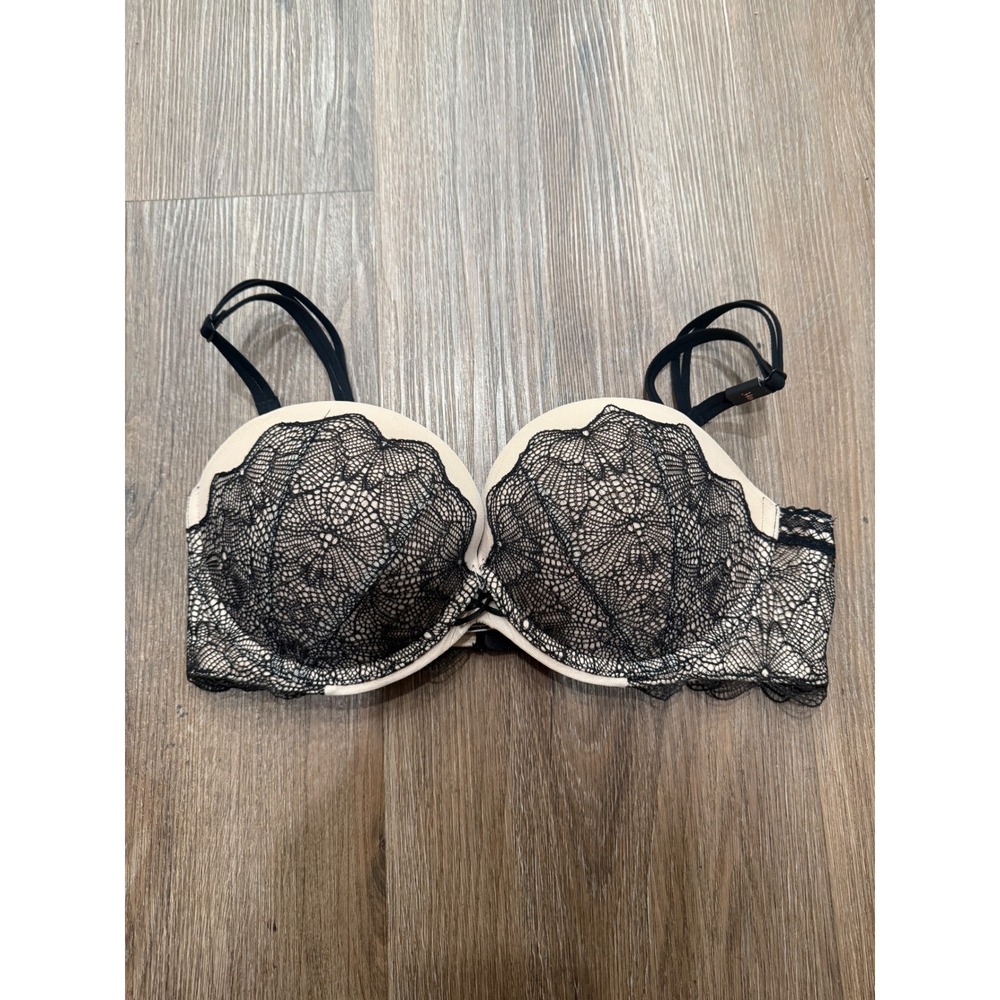 Victorias Secret‎ Very Sexy Multiposition Bra 34D Nude Black Lace 11102363